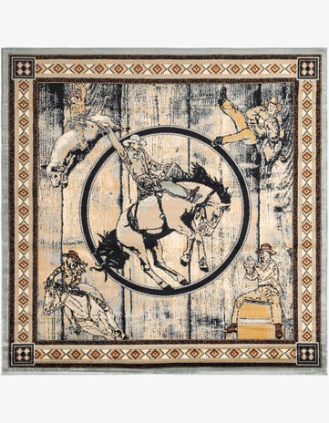 Blue Pioneer Square Rug