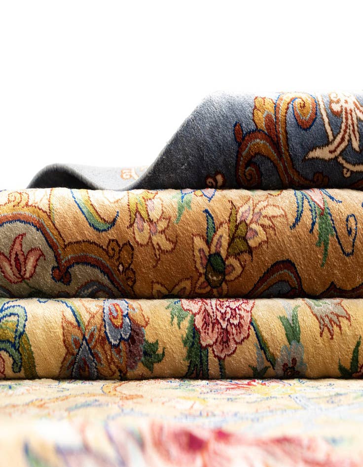 Detail image of 8' 2 x 8' 4  Hand Knotted Qom Silk Persian Square Rug