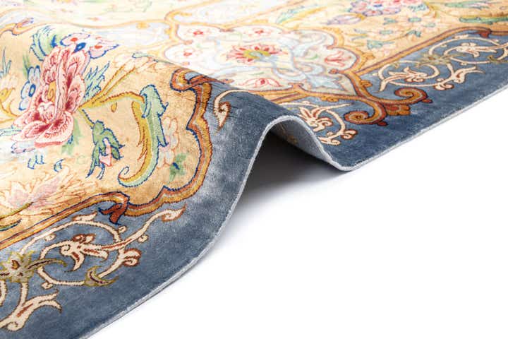 8' 2 x 8' 4 Hand Knotted Qom Silk Persian Square Rug