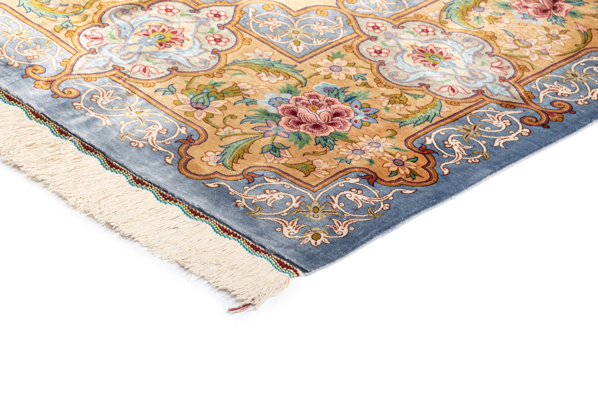 8' 2 x 8' 4 Hand Knotted Qom Silk Persian Square Rug