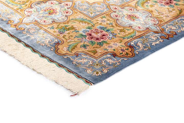 8' 2 x 8' 4 Hand Knotted Qom Silk Persian Square Rug