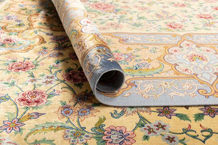 8' 2 x 8' 4 Hand Knotted Qom Silk Persian Square Rug