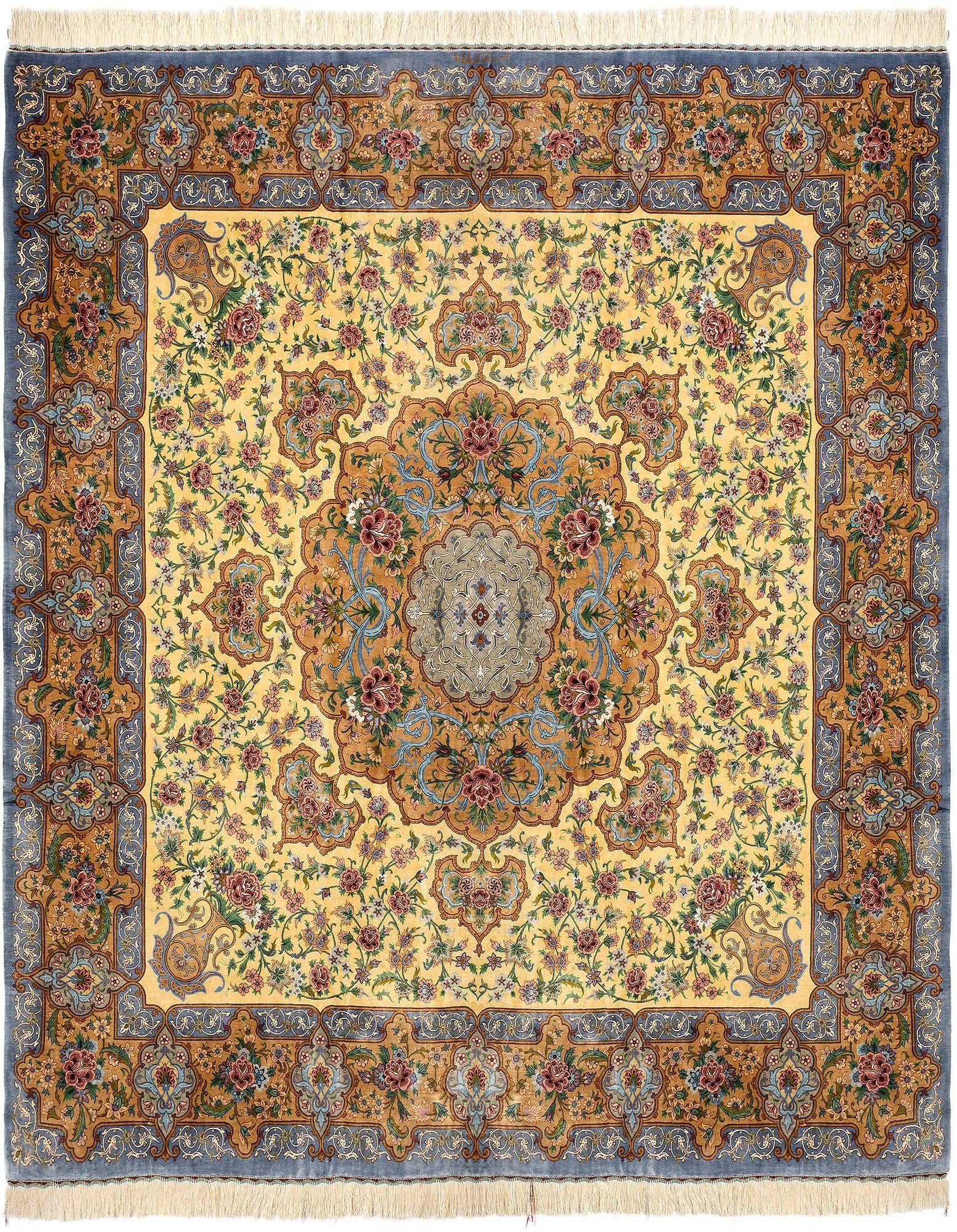8' 2 x 8' 4 Hand Knotted Qom Silk Persian Square Rug