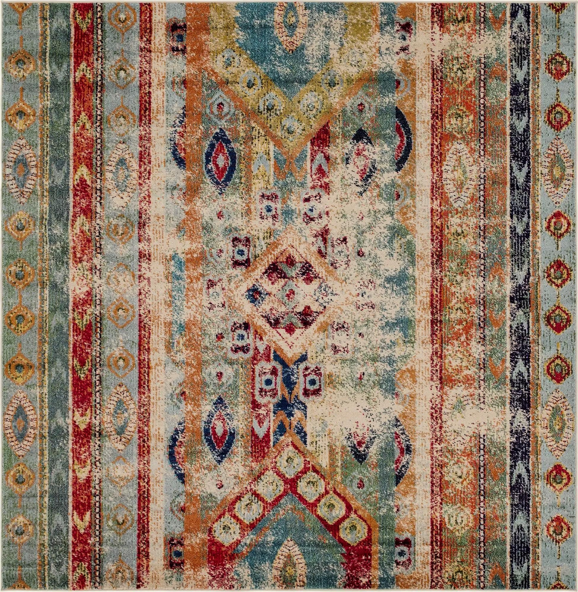 8' x 8'  Washable Santa Fe Square Rug