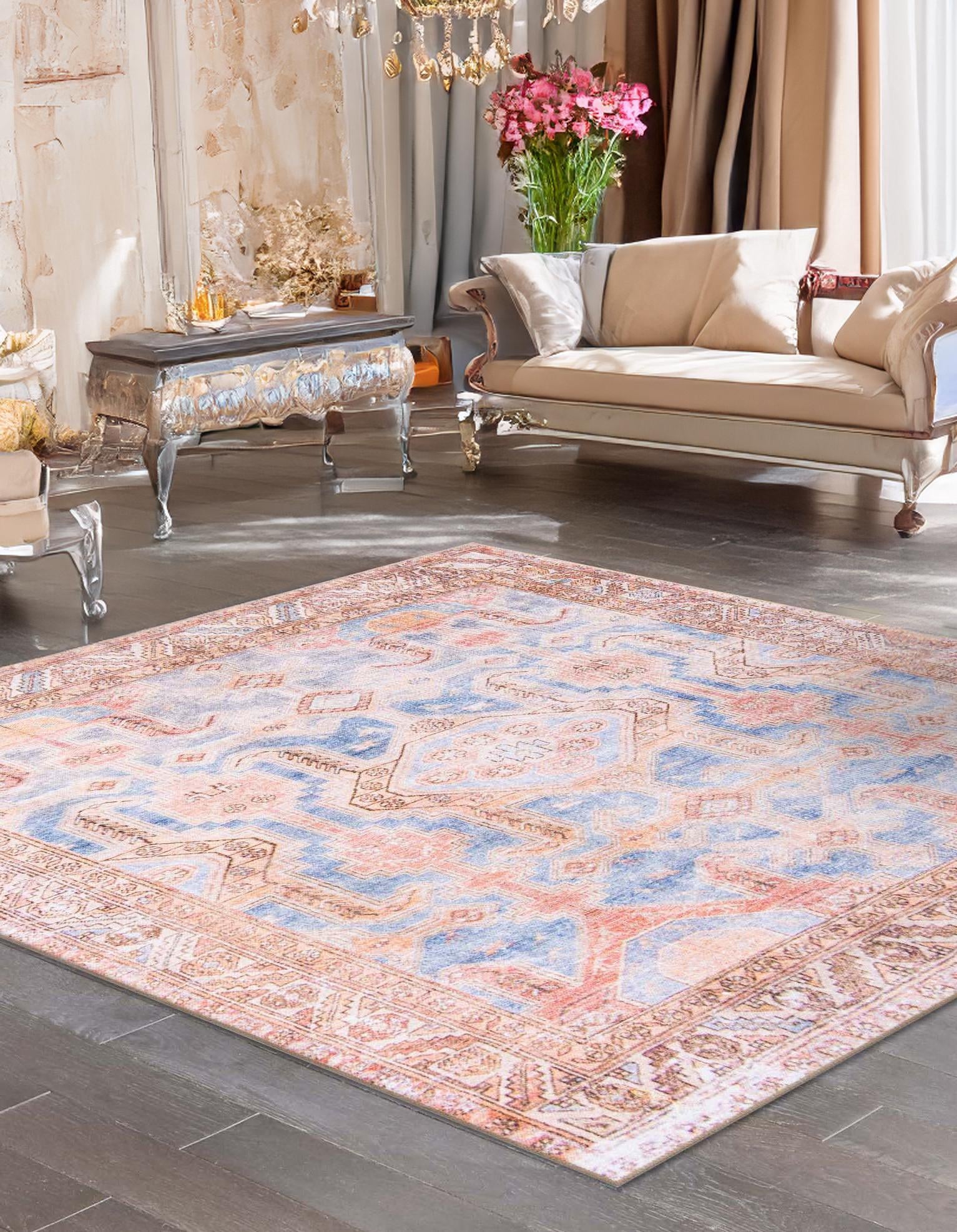7' 6 x 7' 6 Washable Timeless Square Rug