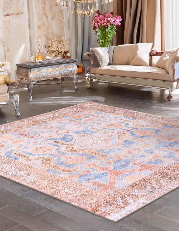 7' 6 x 7' 6 Washable Timeless Square Rug