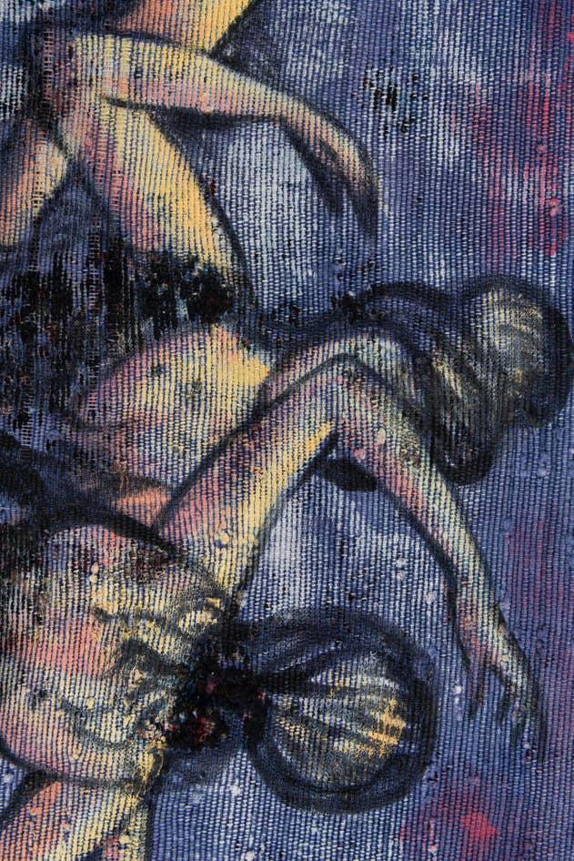 Detail image of 4' 2 x 4' 3 Hand Knotted Ultra Vintage Persian Wool Square Rug