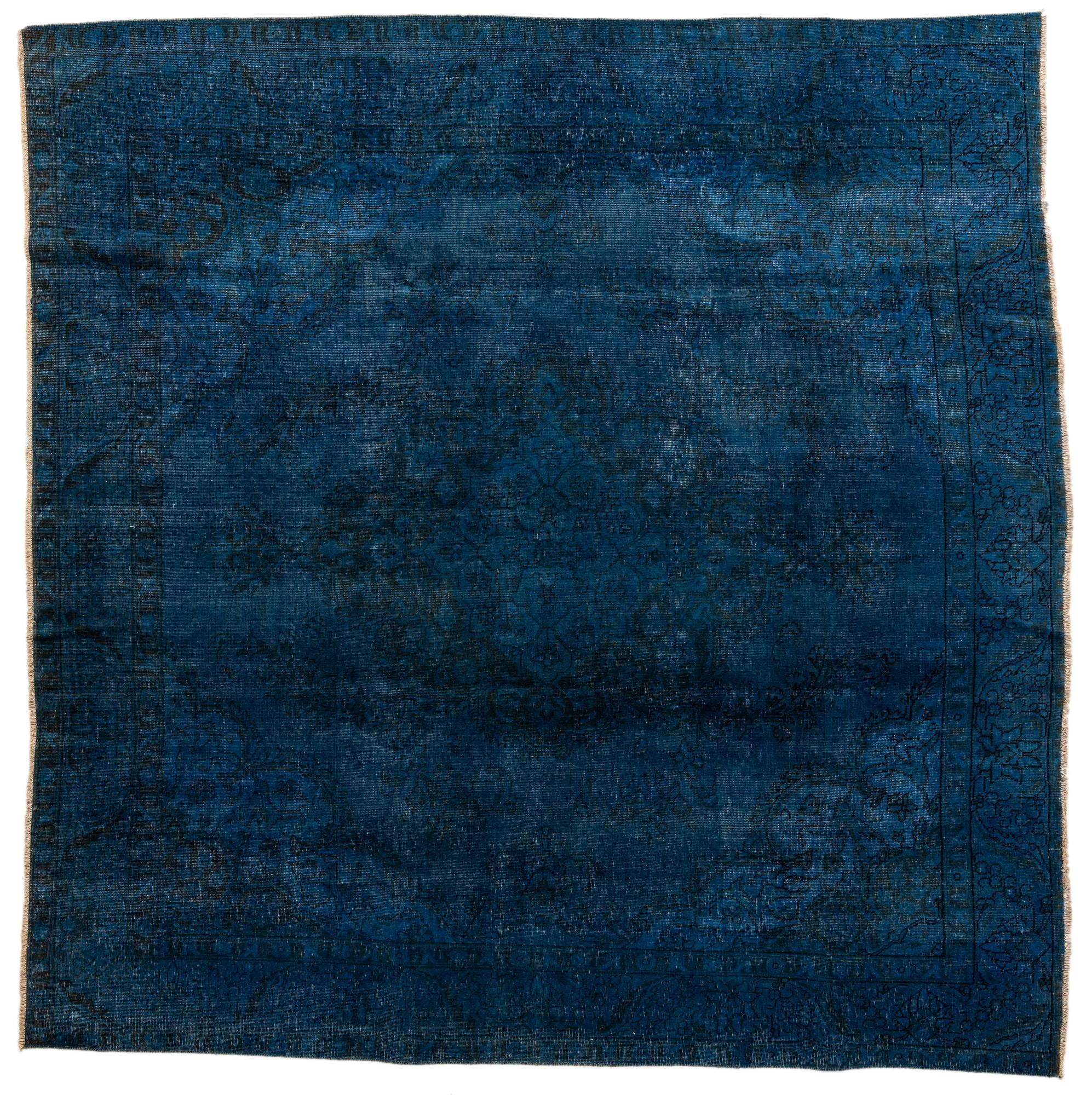 9' 4 x 9' 6 Hand Knotted Ultra Vintage Persian Wool Square Rug