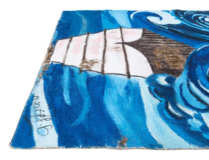 3' 8 x 4' Hand Knotted Ultra Vintage Persian Wool Square Rug