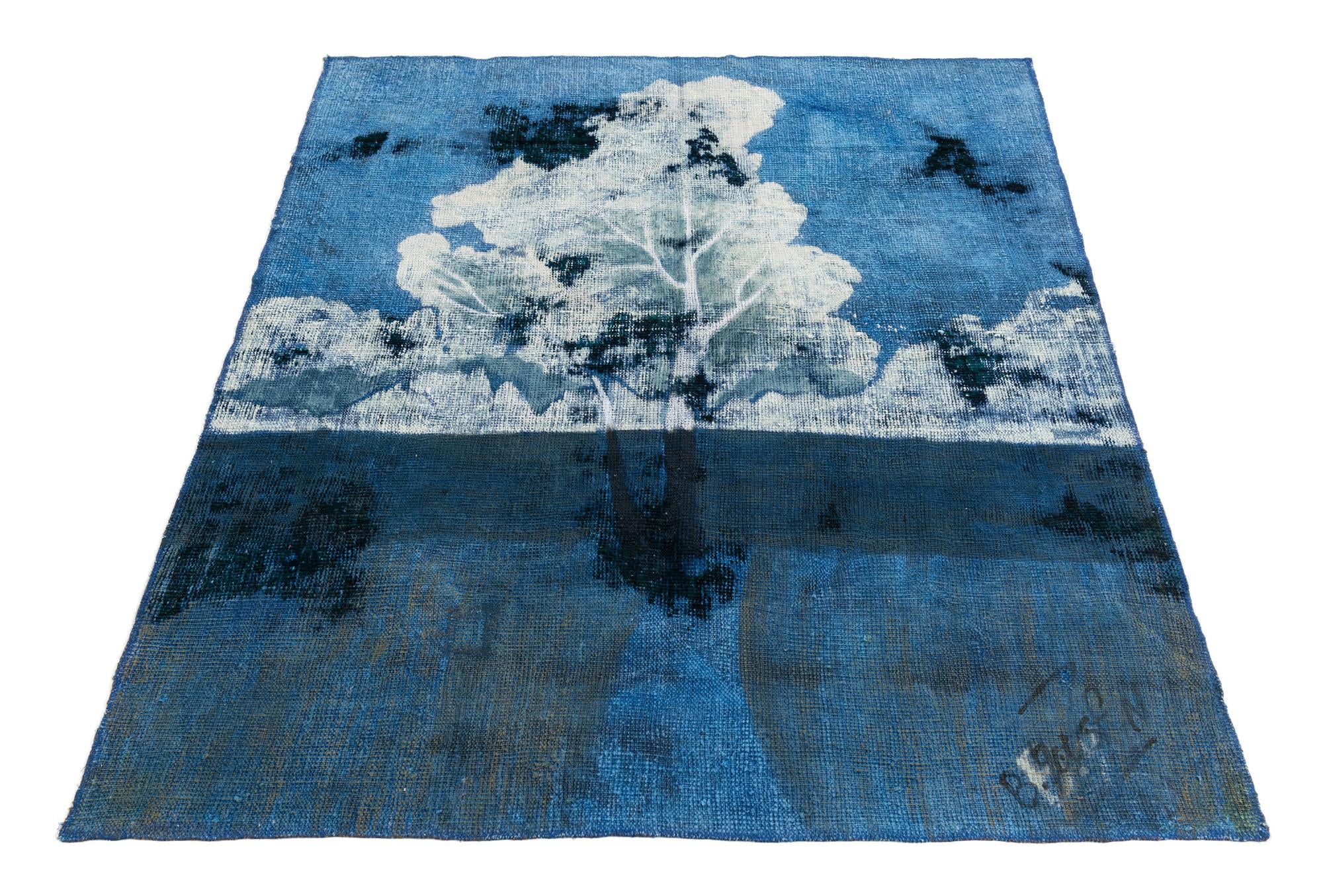4' 8 x 5' 2 Hand Knotted Ultra Vintage Persian Wool Square Rug