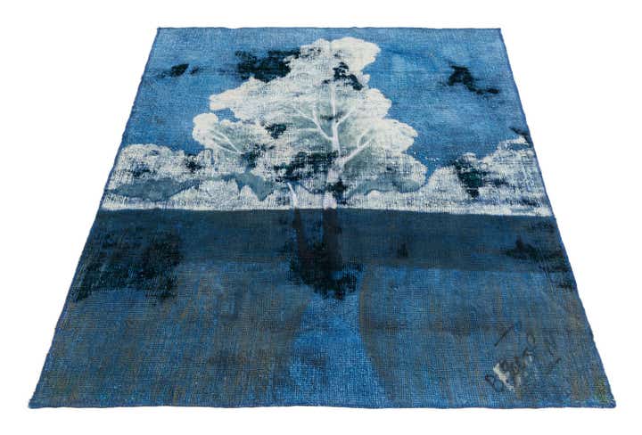 4' 8 x 5' 2 Hand Knotted Ultra Vintage Persian Wool Square Rug