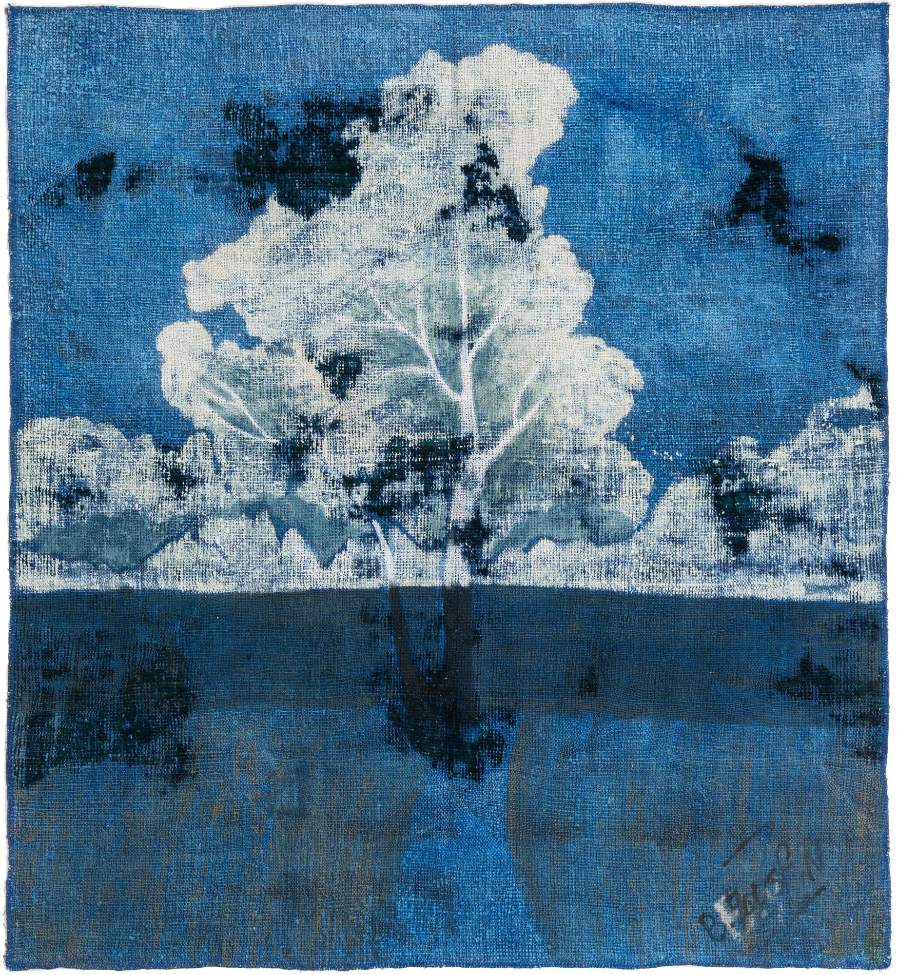 4' 8 x 5' 2  Hand Knotted Ultra Vintage Persian Wool Square Rug