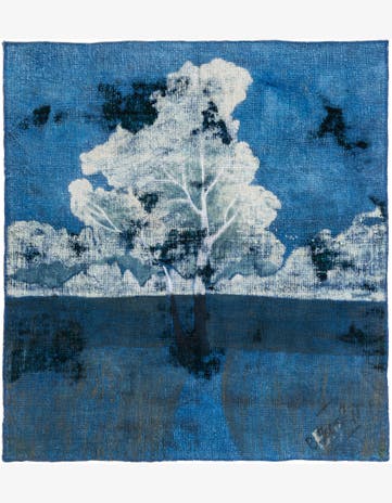 4' 8 x 5' 2 Hand Knotted Ultra Vintage Persian Wool Square Rug