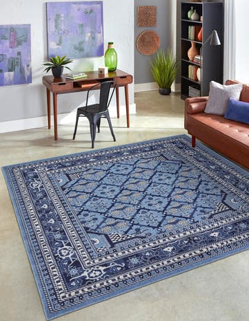 Blue Vista Square Rug
