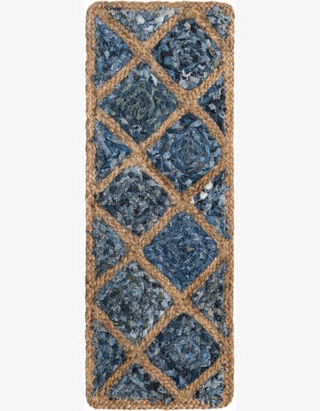 Blue Handmade Braided Jute Stair Rug