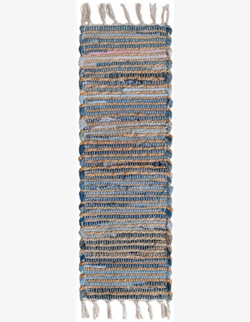 Blue Hand Woven Chindi Jute Stair Rug