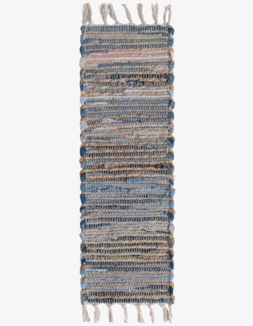 Blue Hand Woven Chindi Jute Stair Rug
