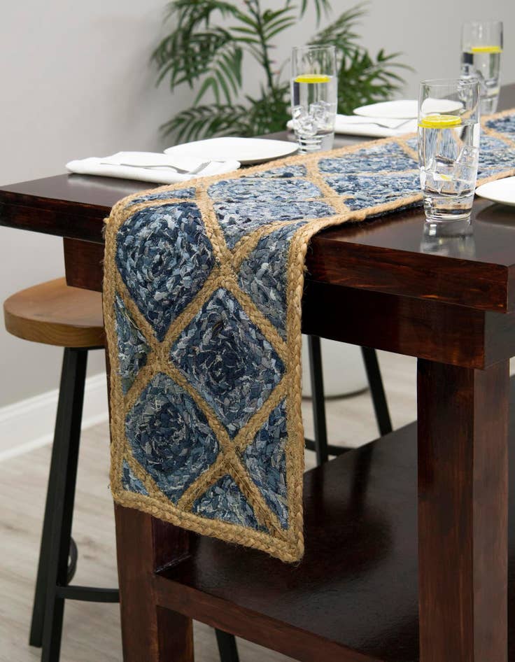 Detail image of 1' 2 x 10'  Hand Braided Jute Table Runner Rug