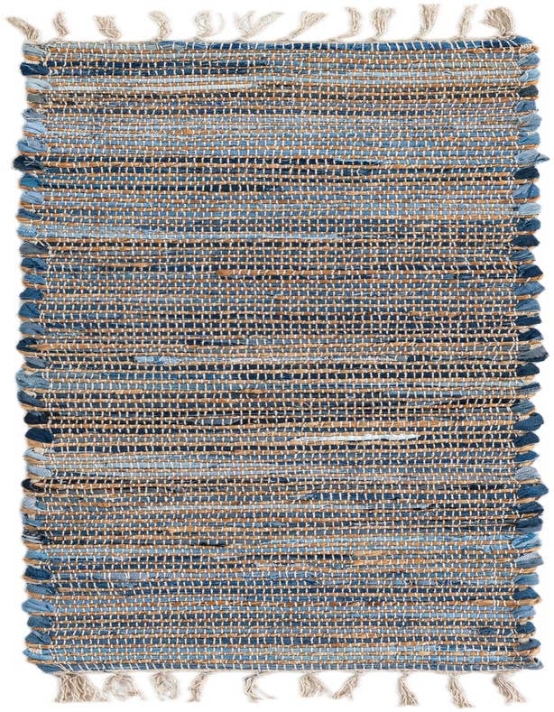 Detail image of 1' 2 x 4' 1 Hand Woven Chindi Jute Table Runner Rug