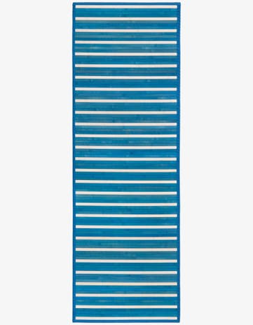 Blue White Bamboo Runner Rug