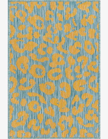 Blue Yellow Easy-Clean Safari Indoor / Outdoor Rug