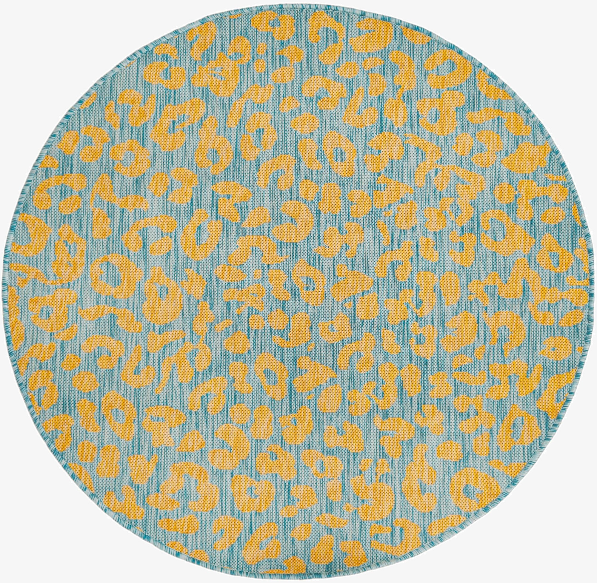 4' x 4'  Washable Safari Indoor / Outdoor Round Rug