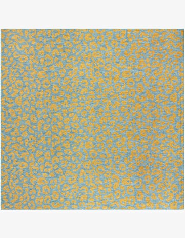 Blue Yellow Easy-Clean Safari Indoor / Outdoor Square Rug