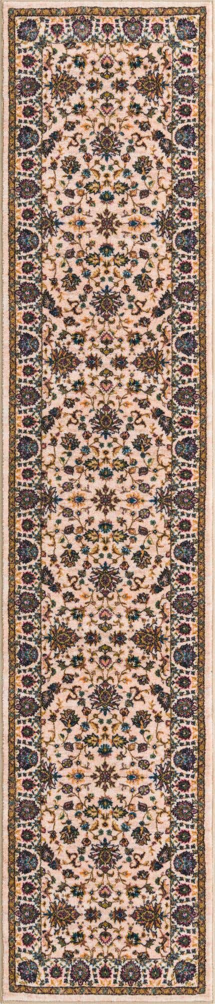 2' 2 x 10' Bluebell · Persian floral rug, ivory and blue