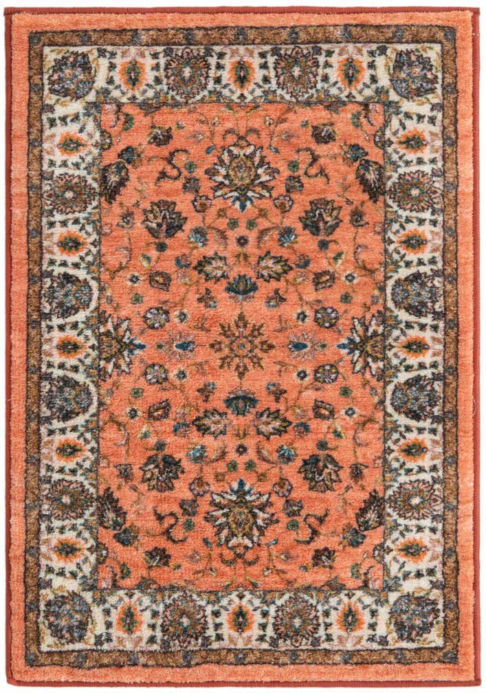 2' 2 x 3' Bluebell · Floral medallion rug, salmon and blue