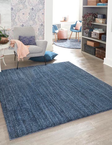 Blueberry Blue Jill Zarin Shaggy Chic Square Rug