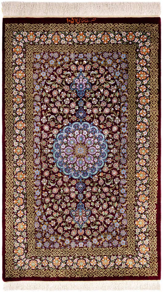 Detail image of 2' 7 x 4' 4 Ghom Silk Rug