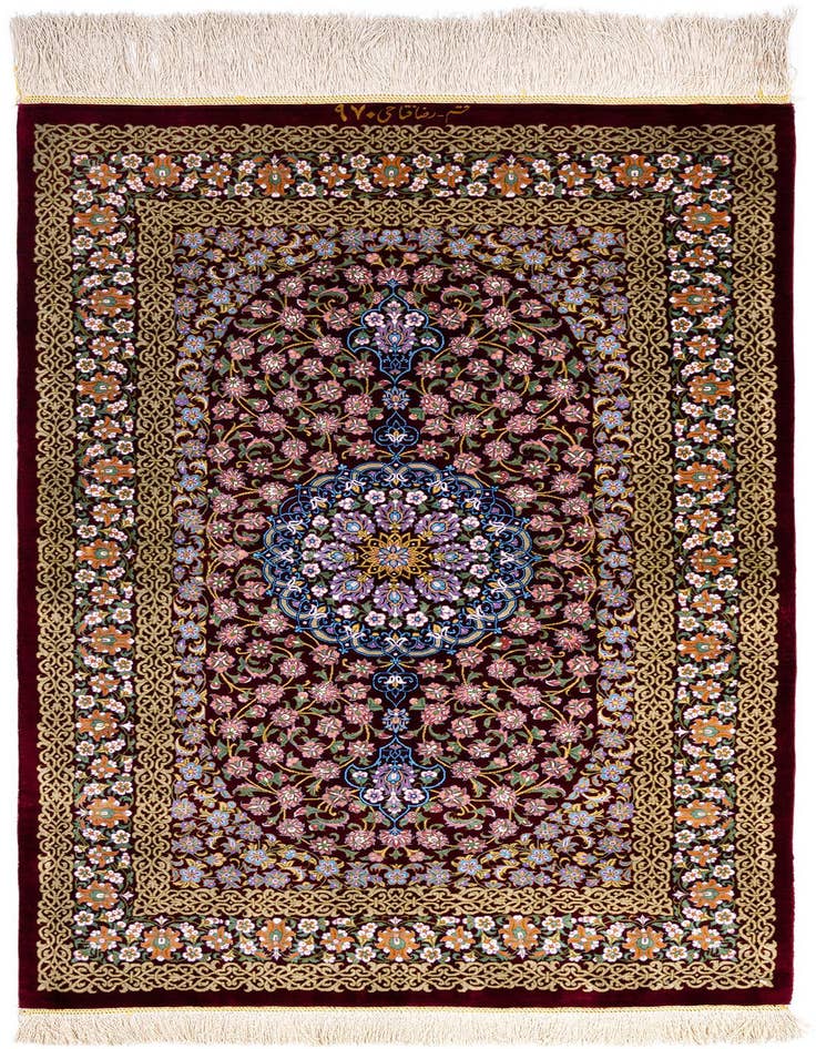 Detail image of 2' 7 x 4' 2 Ghom Silk Rug