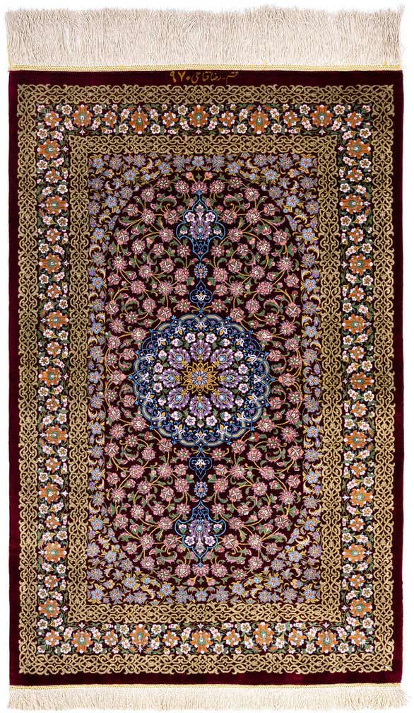 2' 7 x 4' 2 Ghom Silk Rug