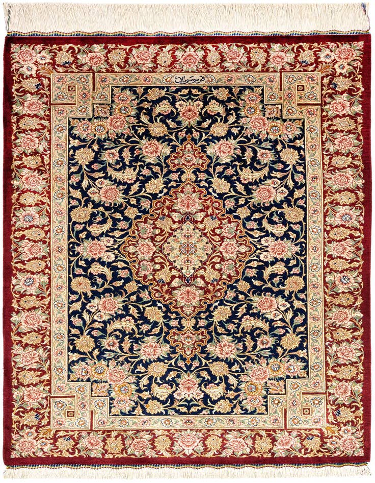 Detail image of 2' 7 x 4' Ghom Silk Rug