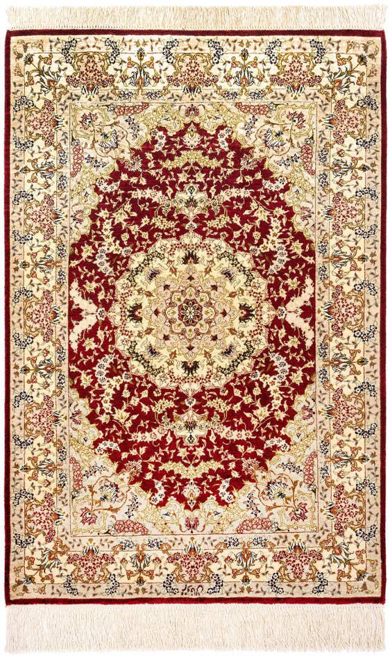 Detail image of 2' 7 x 3' 11 Ghom Silk Rug
