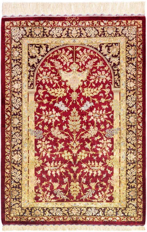 Detail image of 2' 7 x 3' 10 Ghom Silk Rug