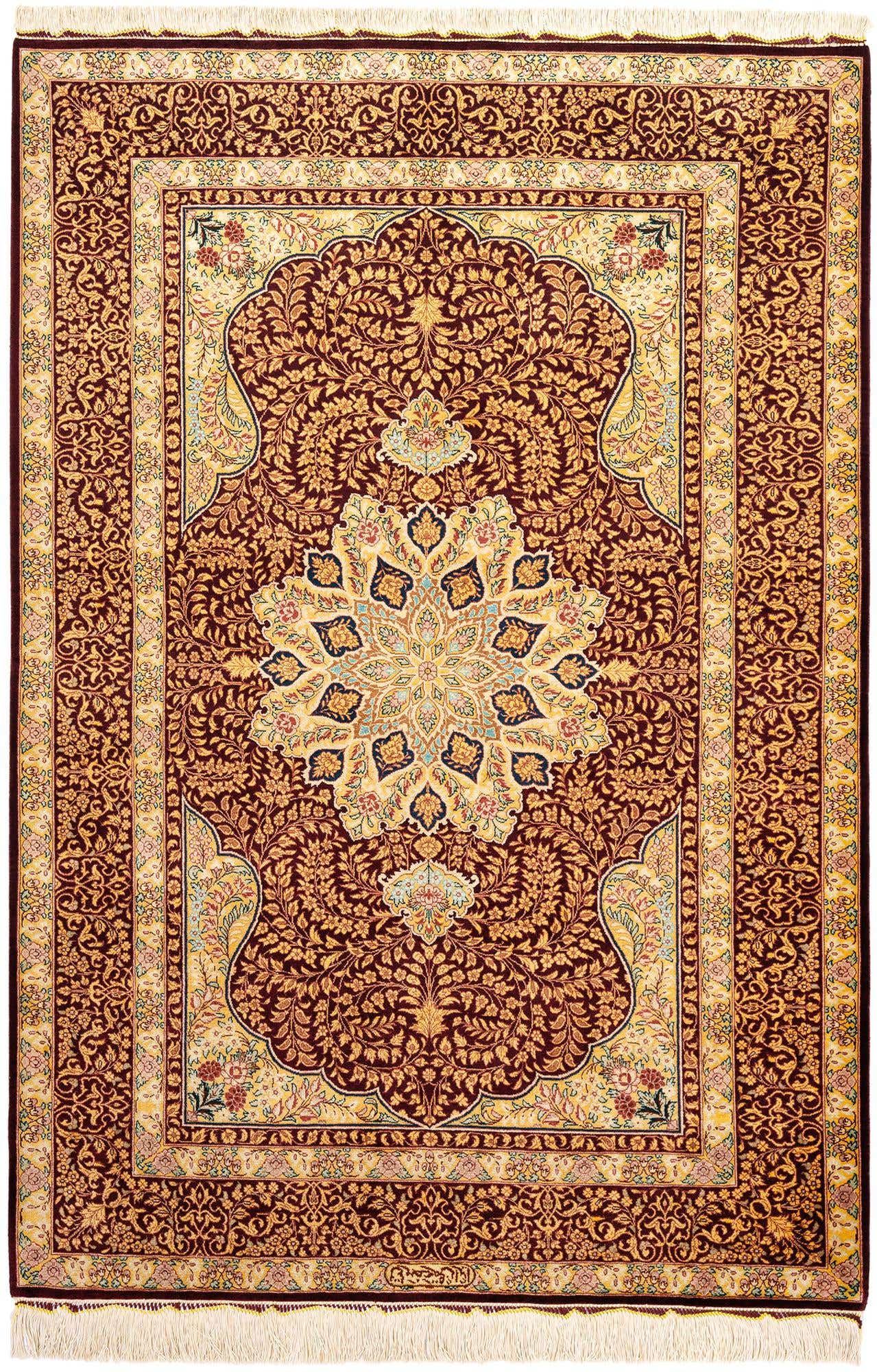 3' 5 x 4' 11 Ghom Silk Rug
