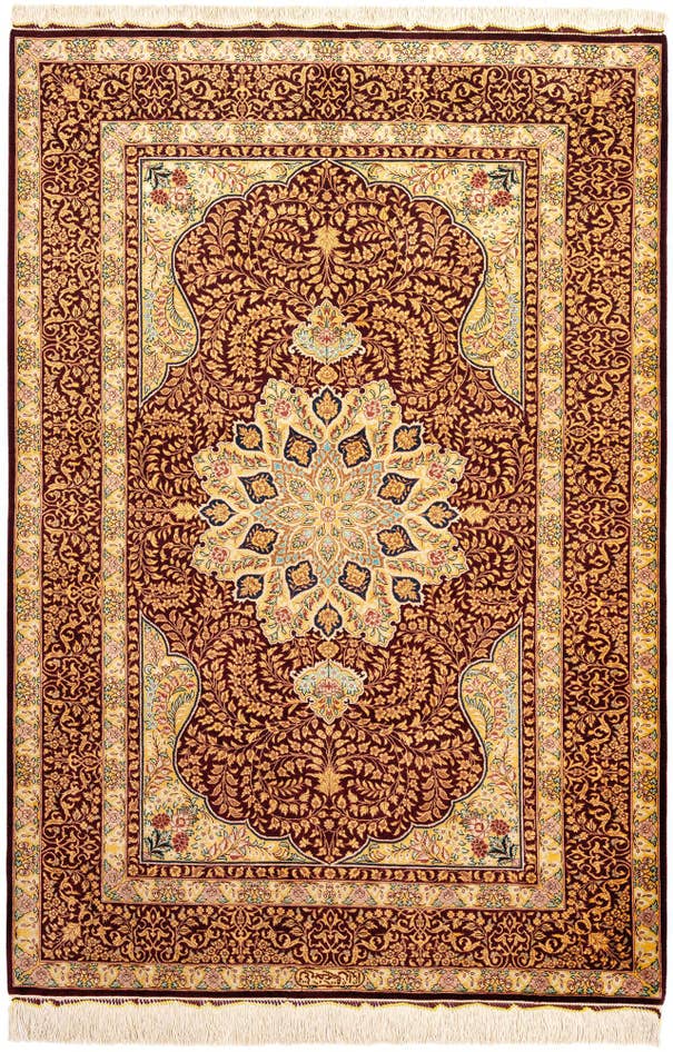 Detail image of 3' 5 x 4' 11 Ghom Silk Rug
