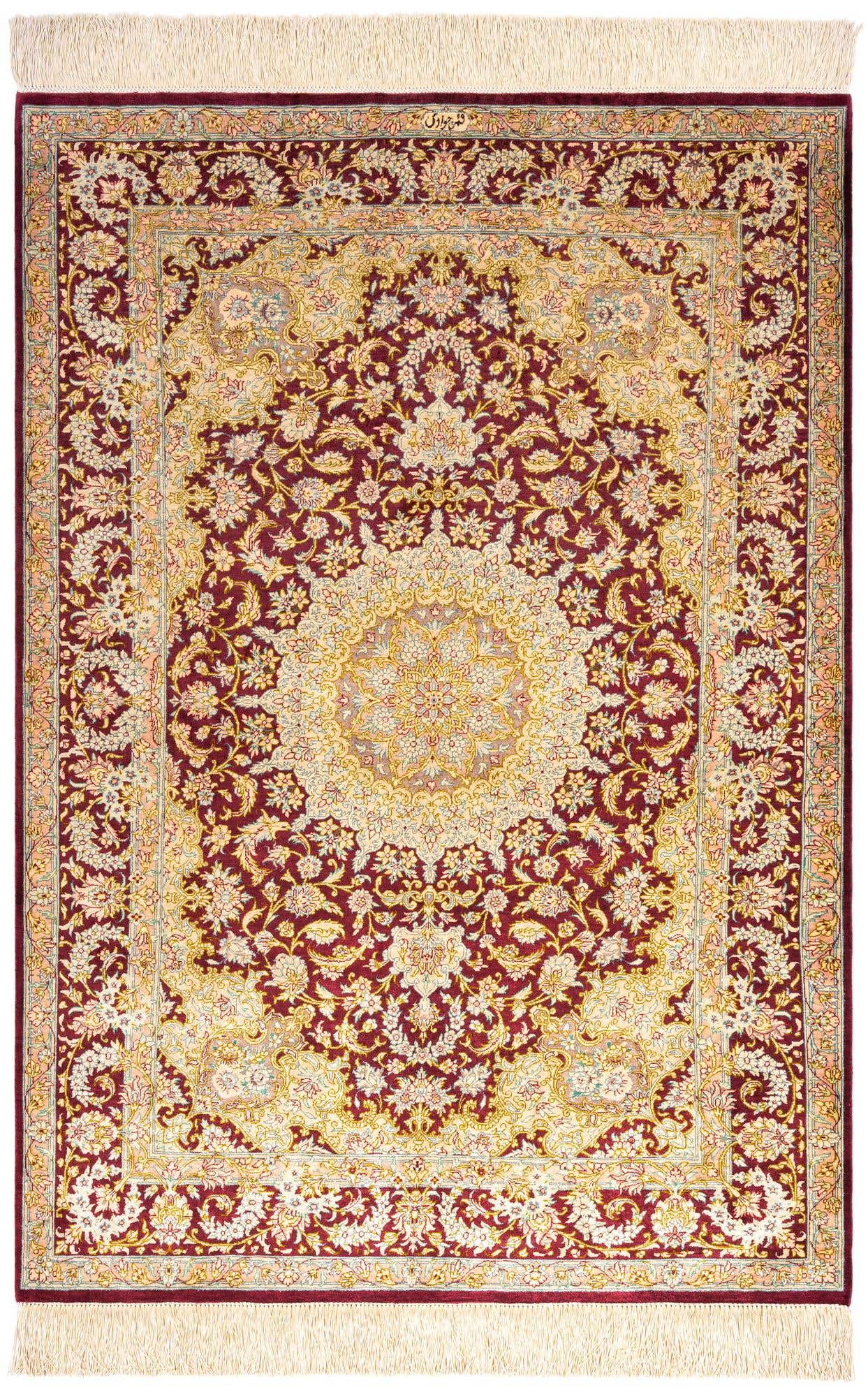 3' 4 x 4' 10 Ghom Silk Rug