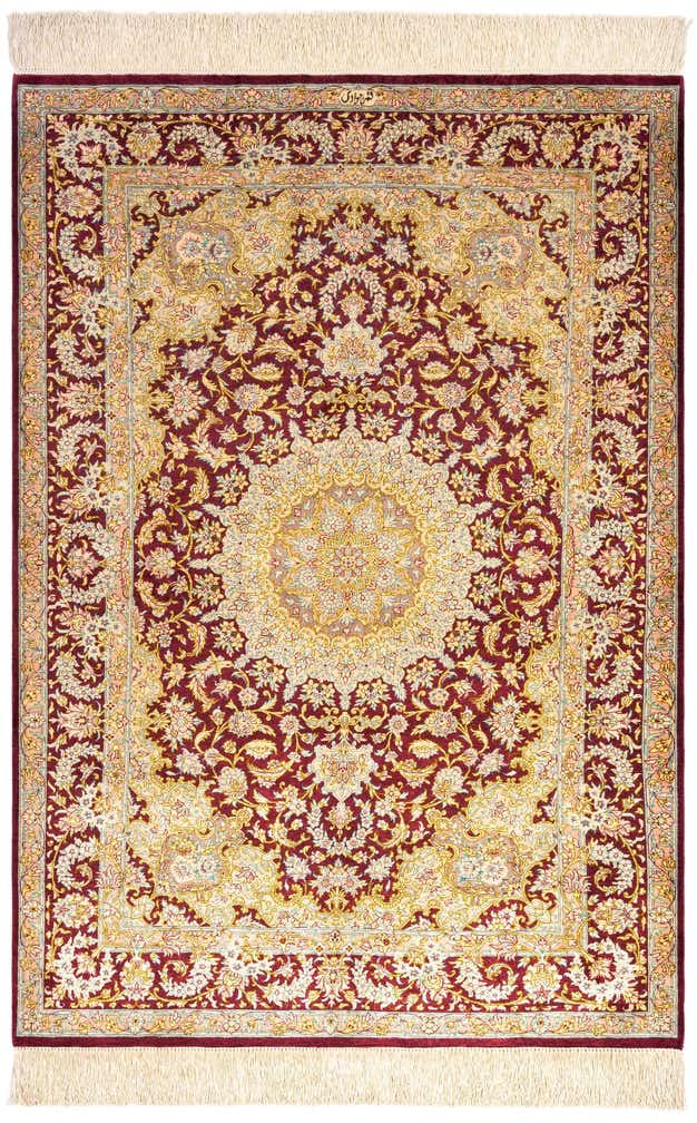 3' 4 x 4' 10 Ghom Silk Rug