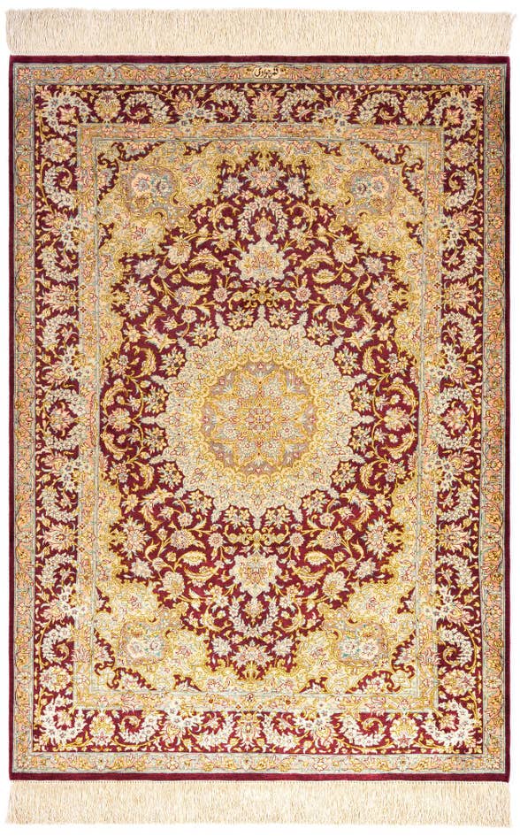 Detail image of 3' 4 x 4' 10 Ghom Silk Rug