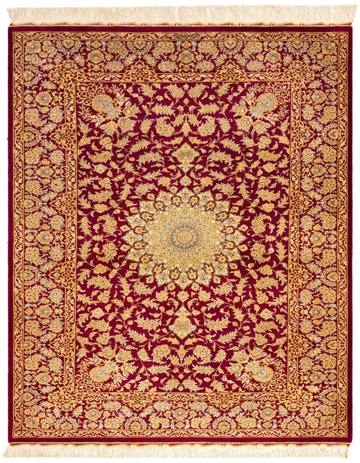 Detail image of 3' 3 x 4' 11 Ghom Silk Rug