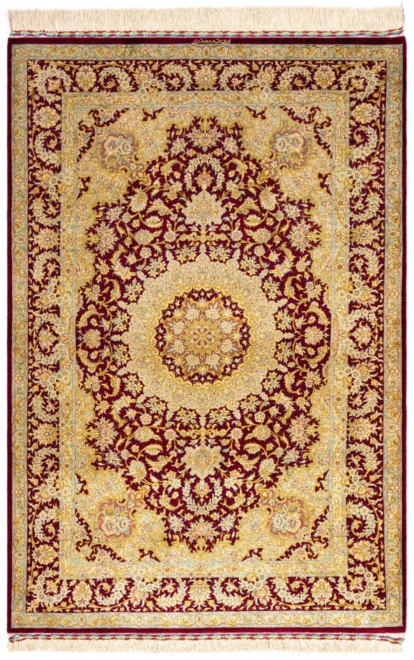 Detail image of 3' 3 x 4' 11 Ghom Silk Rug