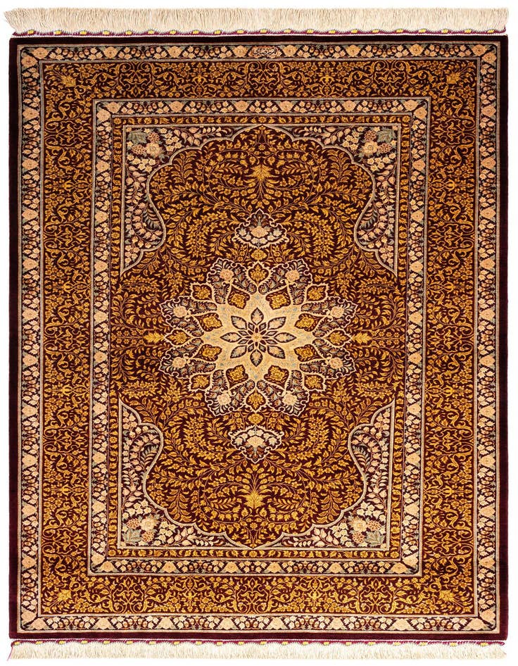 Detail image of 3' 2 x 5' Ghom Silk Rug