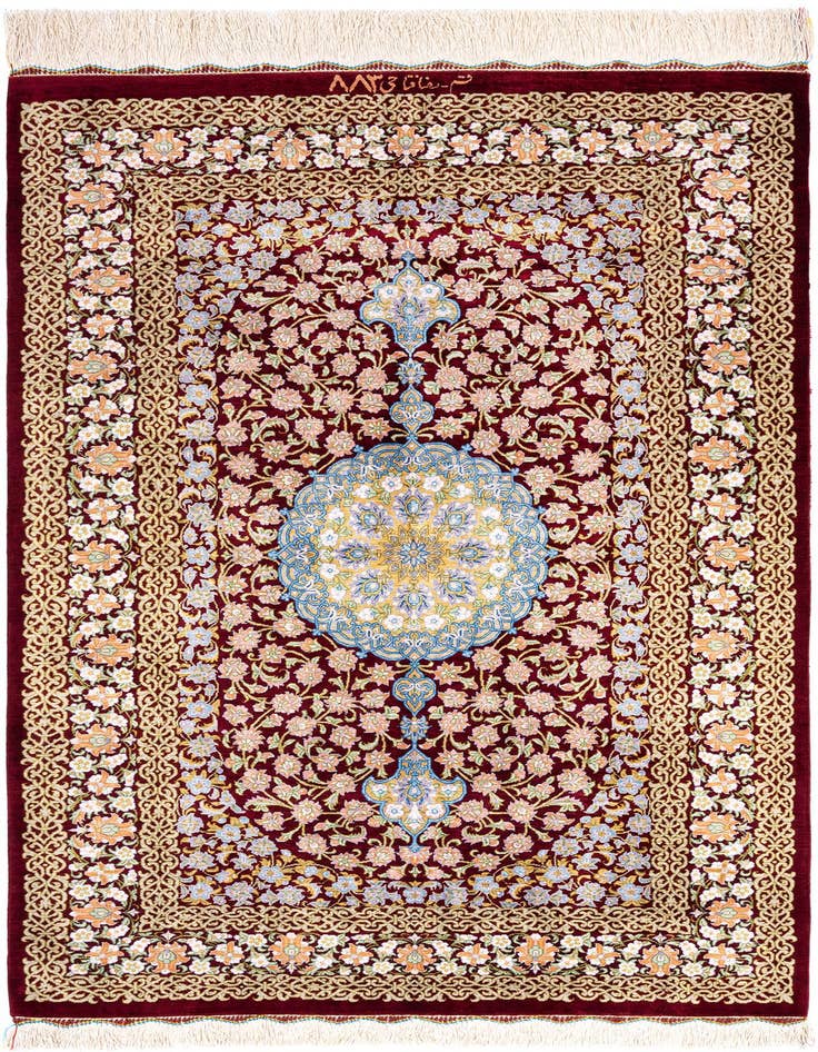Detail image of 2' 7 x 4' 2 Ghom Silk Rug