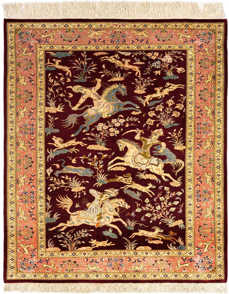 Detail image of 2' 7 x 3' 11 Ghom Silk Rug