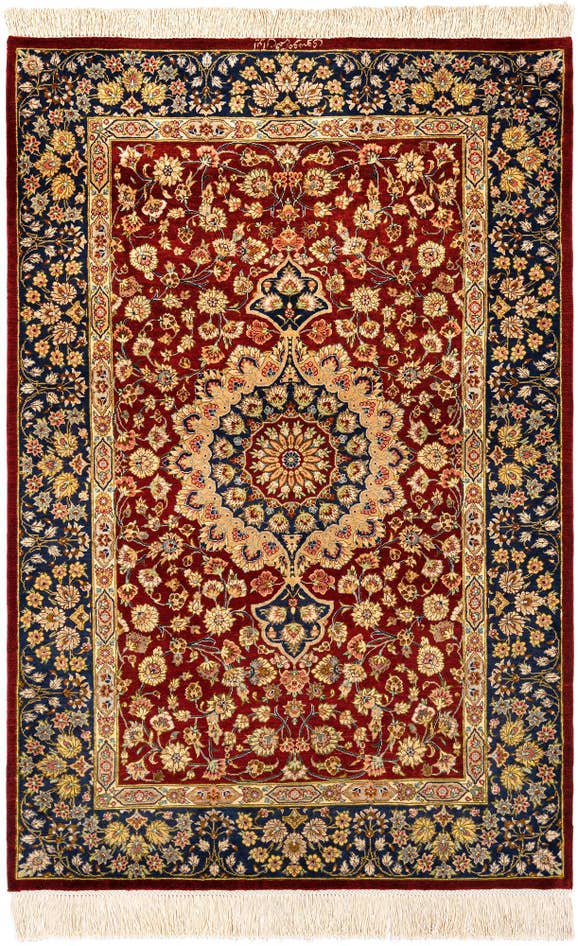 Detail image of 2' 7 x 3' 11 Ghom Silk Rug