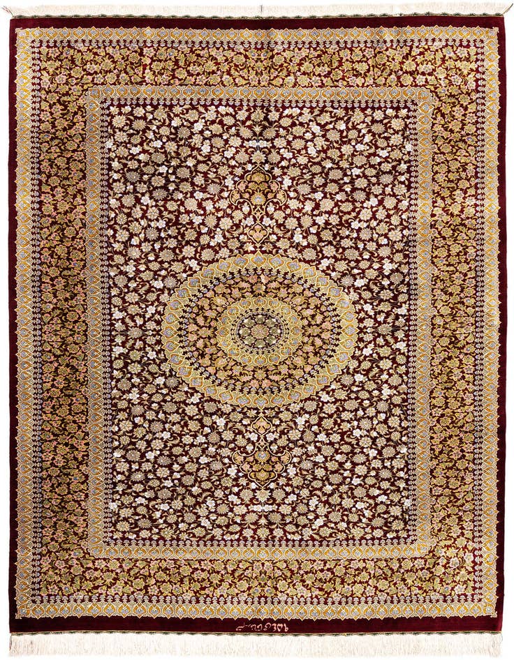 Detail image of 4' 5 x 6' 8 Ghom Silk Rug