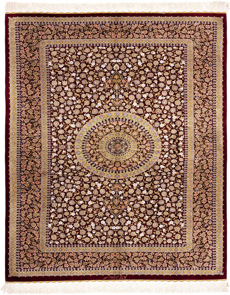Detail image of 4' 4 x 6' 9 Ghom Silk Rug