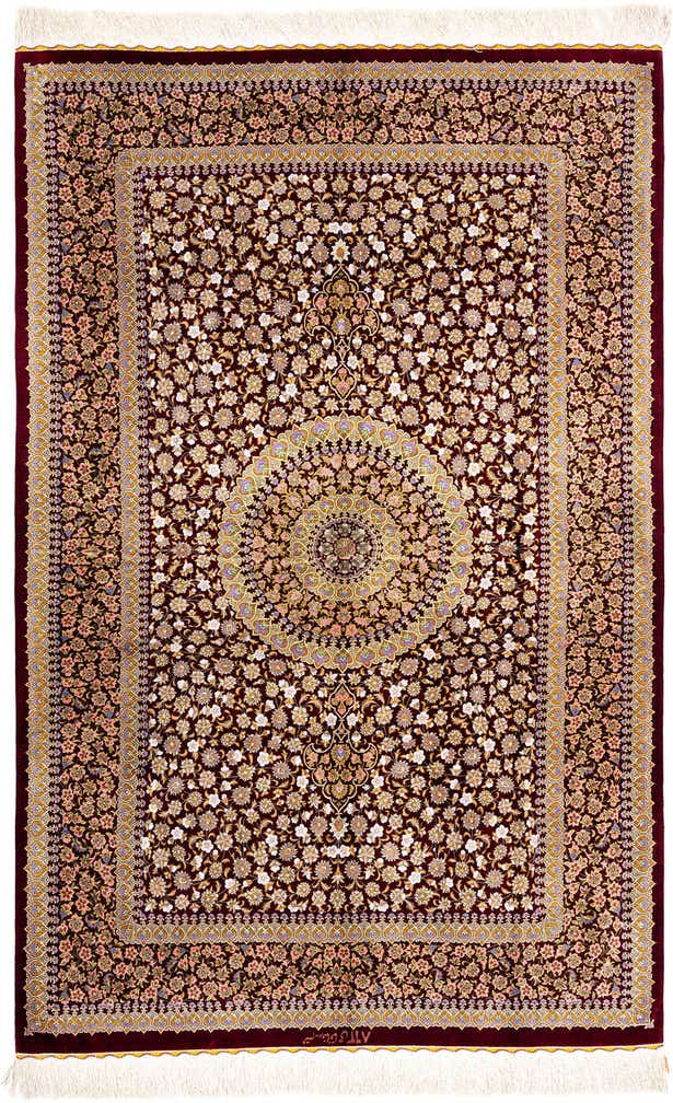 4' 4 x 6' 9 Ghom Silk Rug